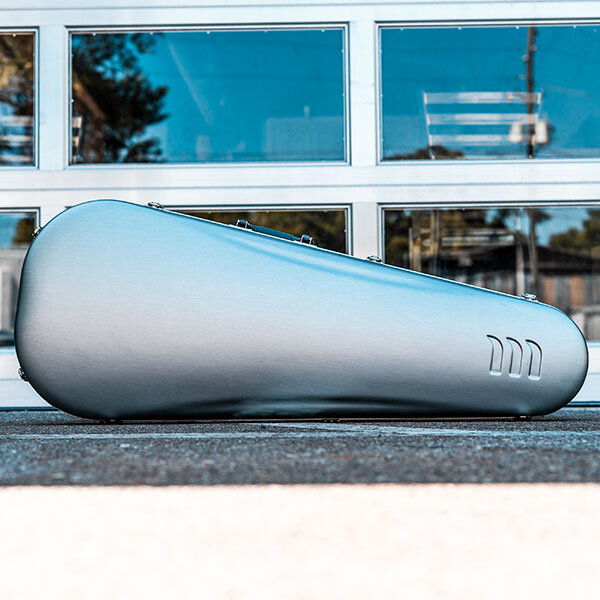 silver Vectra molded guitar case