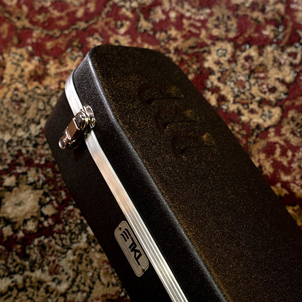 top half of black molded electric bass case